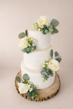 Load image into Gallery viewer, FULL SET Wedding Christening Cake Flower Arrangement Topper & Decorations Roses - Silk Rose - ivory