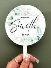 Load image into Gallery viewer, Personalised Printed Wedding Day Cake Topper - Eucalyptus