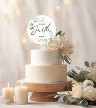 Load image into Gallery viewer, Personalised Printed Wedding Day Cake Topper - Eucalyptus