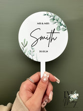 Load image into Gallery viewer, Personalised Printed Wedding Day Cake Topper - Minimised Eucalyptus