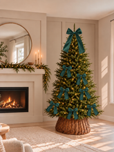 Load image into Gallery viewer, Luxury Handmade Velvet Christmas Tree Bow Topper: Bottle Green Clip-on Bows - Forest Green