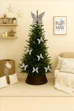 Load image into Gallery viewer, Large Velvet Christmas Tree Bow Topper - Christmas tree butterfly Bow - Silver