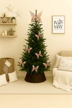Load image into Gallery viewer, Handmade - Large Velvet Christmas Tree Bow Topper - Christmas tree butterfly - Beige