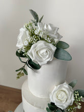 Load image into Gallery viewer, Cake Flowers - Wedding Cake Flowers - Cake Topper - White - Gypsophila sage green Christening / Birthday cake decoration