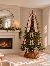 Load image into Gallery viewer, Luxury Handmade Velvet Christmas Tree Bow Topper: Rose Gold Pink Clip-On - Light Dusty Pink - Rose Pink