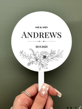 Load image into Gallery viewer, Personalised Printed Wedding Day Cake Topper - Minimised Black & White