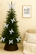 Load image into Gallery viewer, Large Velvet Christmas Tree Bow Topper - Christmas tree butterfly Bow - White