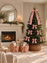 Load image into Gallery viewer, Luxury Handmade Velvet Christmas Tree Bow Topper: Rose Gold Pink Clip-On - Light Dusty Pink - Rose Pink
