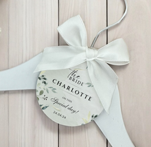 Load image into Gallery viewer, Personalised Wedding Day Dress Hanger With Tag