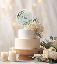 Load image into Gallery viewer, Personalised Printed Wedding Day Cake Topper - Eucalyptus