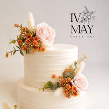 Load image into Gallery viewer, FULL SET cake decoration flower floral arrangement Blush Pink Burnt Orange roses topper