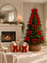 Load image into Gallery viewer, Luxury Handmade Velvet Christmas Tree Bow Topper: Red Holiday Decor