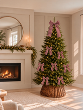 Load image into Gallery viewer, Luxury Handmade Velvet Christmas Tree Bow Topper: Dusty Pink Clip-on Bows