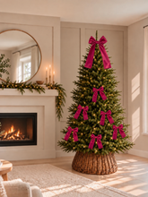 Load image into Gallery viewer, Luxury Handmade Velvet Christmas Tree Bow Topper - Hot Pink Clip-On Decor