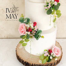 Load image into Gallery viewer, Blush pink & Hot Pink Wedding christening cake flower arrangement topper foam roses more colours available