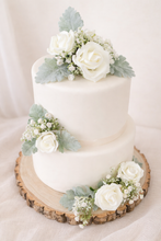 Load image into Gallery viewer, FULL SET gypsophila and dusty miller leaf cake topper wedding decorations floral arrangement