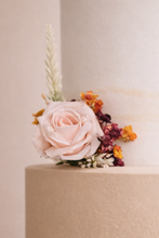 Load image into Gallery viewer, FULL SET Wedding Christening Cake Flower Arrangement Topper & Decorations Roses - Blush Pink - Burgundy - Burnt Orange - Berry Mix