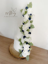 Load image into Gallery viewer, White & Navy Blue Cake Garland - Floral Decoration