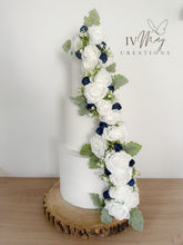 Load image into Gallery viewer, White & Navy Blue Cake Garland - Floral Decoration
