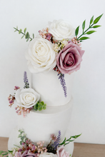 Load image into Gallery viewer, Foam Rose Cake Topper Set: Dusty Pink, Blush, Cream, and Purple