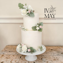 Load image into Gallery viewer, Foam Rose Cake Topper: Blush & Pale Blue Gypsophila