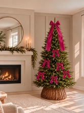 Load image into Gallery viewer, Luxury Handmade Velvet Christmas Tree Bow Topper - Hot Pink Clip-On Decor
