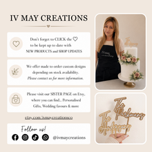 Load image into Gallery viewer, Custom Personalised Topper Dusty blue and Navy gypsophila eucalyptus leaf cake topper wedding decorations floral arrangement