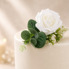 Load image into Gallery viewer, White Foam Rose Cake Flowers: Wedding, Christening, Birthday Cake Topper