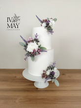 Load image into Gallery viewer, Birthday christening wedding Cake flowers. Cake topper. Cake topper, dusty purple lilac mauve - bouquet - button holes - laverder