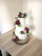 Load image into Gallery viewer, FULL SET Wedding Christening Cake Flower Arrangement Topper & Decorations Roses - Silk Rose - Mauve - Blush