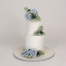 Load image into Gallery viewer, Dusty Blue Rose Cake Topper: Navy Gypsophila Floral Arrangement