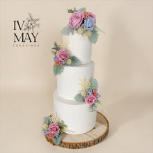 Load image into Gallery viewer, Dusty Blue Rose Cake Topper Set: Wedding Christening Decorations