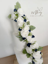 Load image into Gallery viewer, White & Navy Blue Cake Garland - Floral Decoration