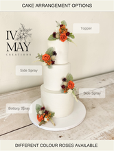 Load image into Gallery viewer, Burnt Orange Rose Cake Topper: Wedding Christening Flower Arrangement