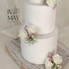 Load image into Gallery viewer, FULL SET Wedding Christening Cake Flower Arrangement Topper & Decorations Roses - ivory blush pink