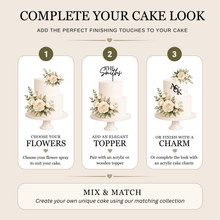 Load image into Gallery viewer, Custom Personalised Topper Dusty blue and Navy gypsophila eucalyptus leaf cake topper wedding decorations floral arrangement