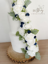 Load image into Gallery viewer, White & Navy Blue Cake Garland - Floral Decoration