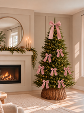Load image into Gallery viewer, Luxury Handmade Velvet Christmas Tree Bow Topper: Rose Gold Pink Clip-On - Light Dusty Pink - Rose Pink