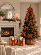 Load image into Gallery viewer, Luxury Handmade Velvet Christmas Tree Bow Topper: Burnt Orange Copper Clip-On