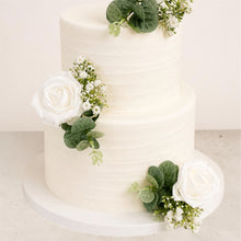 Load image into Gallery viewer, White Foam Rose Cake Flowers: Wedding, Christening, Birthday Cake Topper