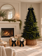 Load image into Gallery viewer, Luxury Handmade Velvet Christmas Tree Bow Topper: Black Clip-On Decoration