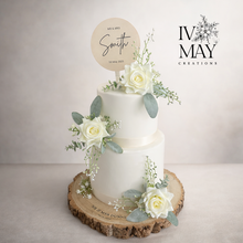 Load image into Gallery viewer, Cream Rose Cake Flowers: Silk Wedding Cake Floral Arrangement