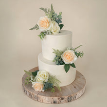 Load image into Gallery viewer, FULL SET cake decoration flower floral arrangement peach ivory silk roses topper