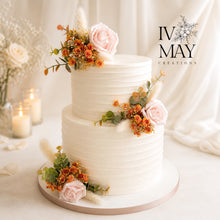 Load image into Gallery viewer, FULL SET cake decoration flower floral arrangement Blush Pink Burnt Orange roses topper