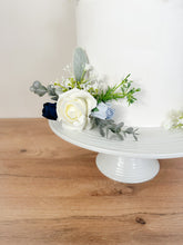 Load image into Gallery viewer, FULL SET Dusty blue and Navy Blue gypsophila eucalyptus leaf cake topper wedding decorations floral arrangement - Custom Colours available