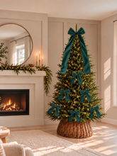 Load image into Gallery viewer, Luxury Handmade Velvet Christmas Tree Bow Topper: Bottle Green Clip-on Bows - Forest Green