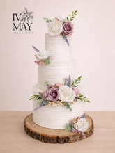 Load image into Gallery viewer, FULL SET Wedding Christening Cake Flower Arrangement Topper & Decorations Roses - Dusty Pink - Blush Pink - Cream - Dusty Purple Mix Mix