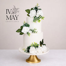 Load image into Gallery viewer, FULL SET Wedding Christening Cake Flower Arrangement Topper Decorations foam roses eucalyptus