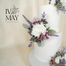 Load image into Gallery viewer, Birthday christening wedding Cake flowers. Cake topper. Cake topper, dusty purple lilac mauve - bouquet - button holes - laverder