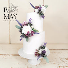 Load image into Gallery viewer, Birthday christening wedding Cake flowers. Cake topper. Cake topper, dusty purple lilac mauve - bouquet - button holes - laverder